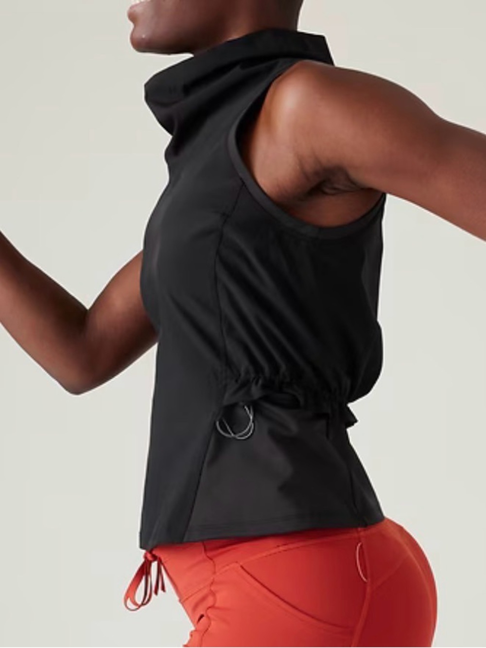 Athleta Venture Out Tank Top Women’s XS Black Funnel Neck Cinch